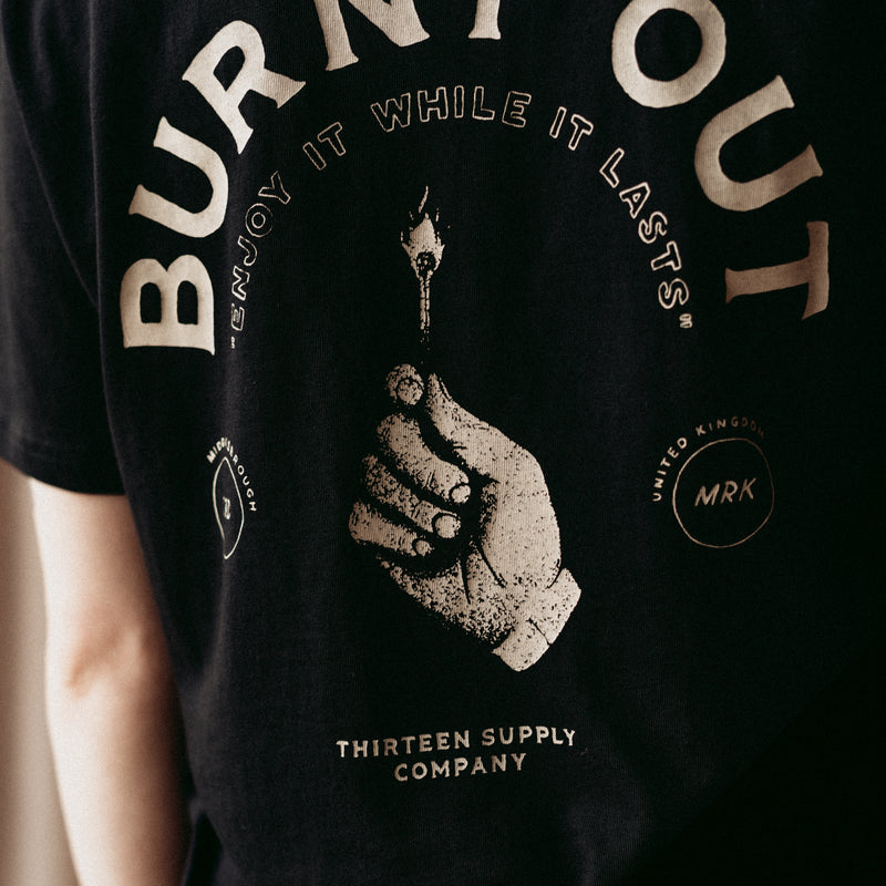 BURNT OUT - BLACK UNISEX T-SHIRT