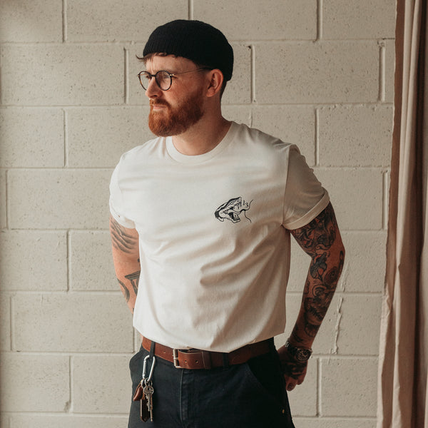 Traditional tattoo snake, torch and hand mens t shirt