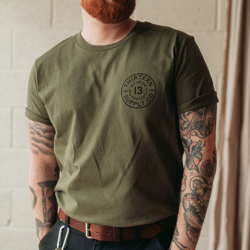 Traditional eagle tattoo design on a khaki unisex t shirt