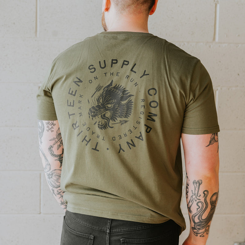 ON THE RUN - KHAKI UNISEX T-SHIRT