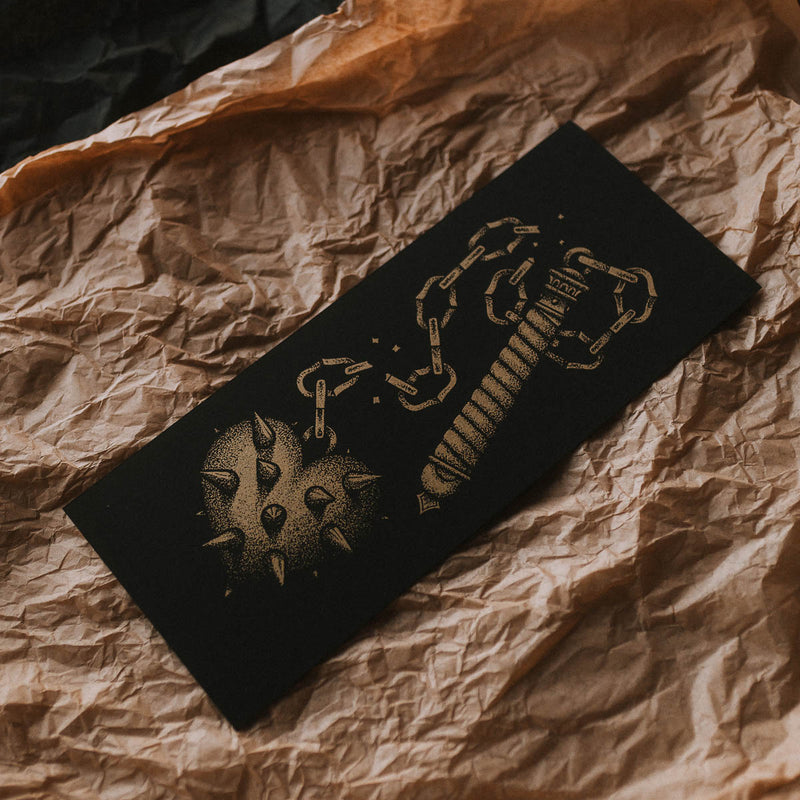 Traditional tattoo inspired heart shaped mace