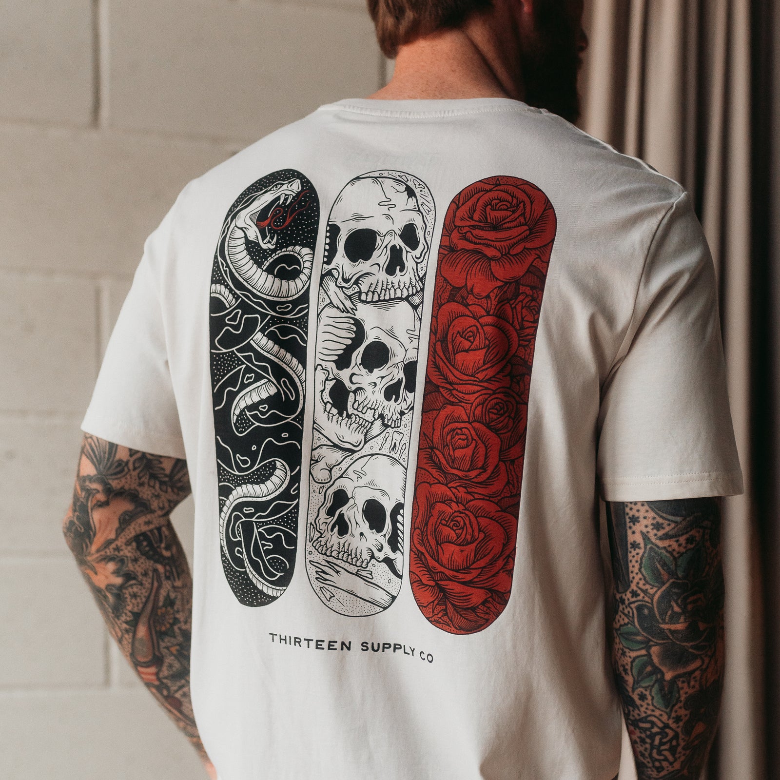 SKATE TRIPTYCH - OFF WHITE UNISEX T-SHIRT – Thirteensupply.co