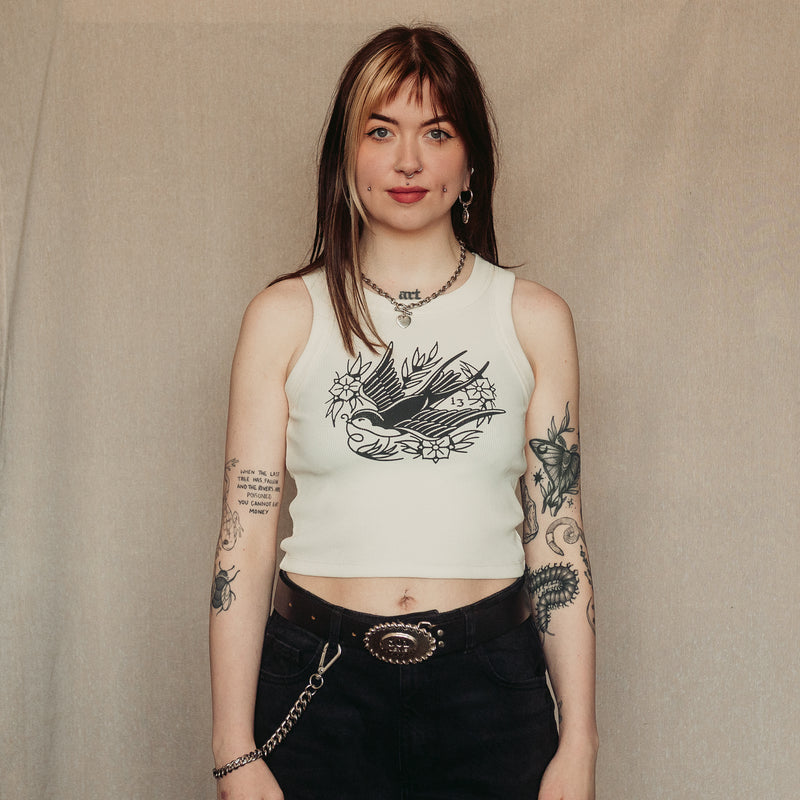 STEADFAST - OFF WHITE WOMENS RIBBED VEST