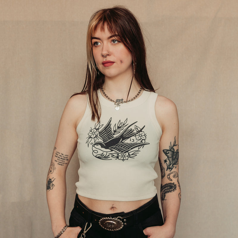 STEADFAST - OFF WHITE WOMENS RIBBED VEST