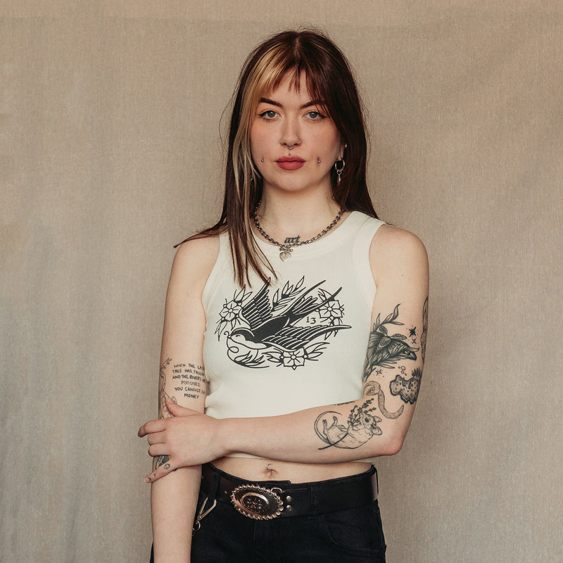 STEADFAST - OFF WHITE WOMENS RIBBED VEST