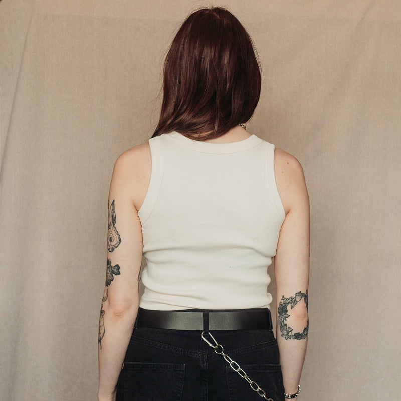 STEADFAST - OFF WHITE WOMENS RIBBED VEST