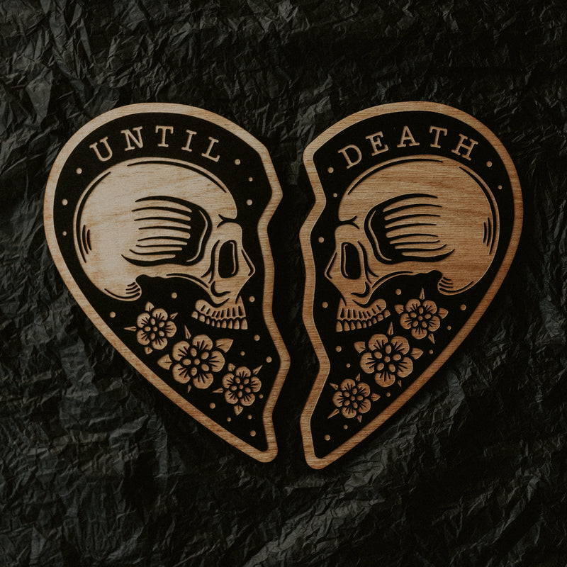 UNTIL DEATH - WOODCUT WALL HANGING