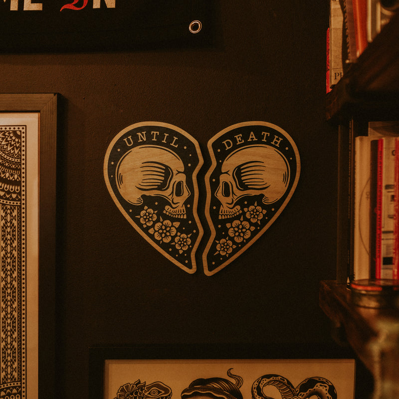 UNTIL DEATH - WOODCUT WALL HANGING